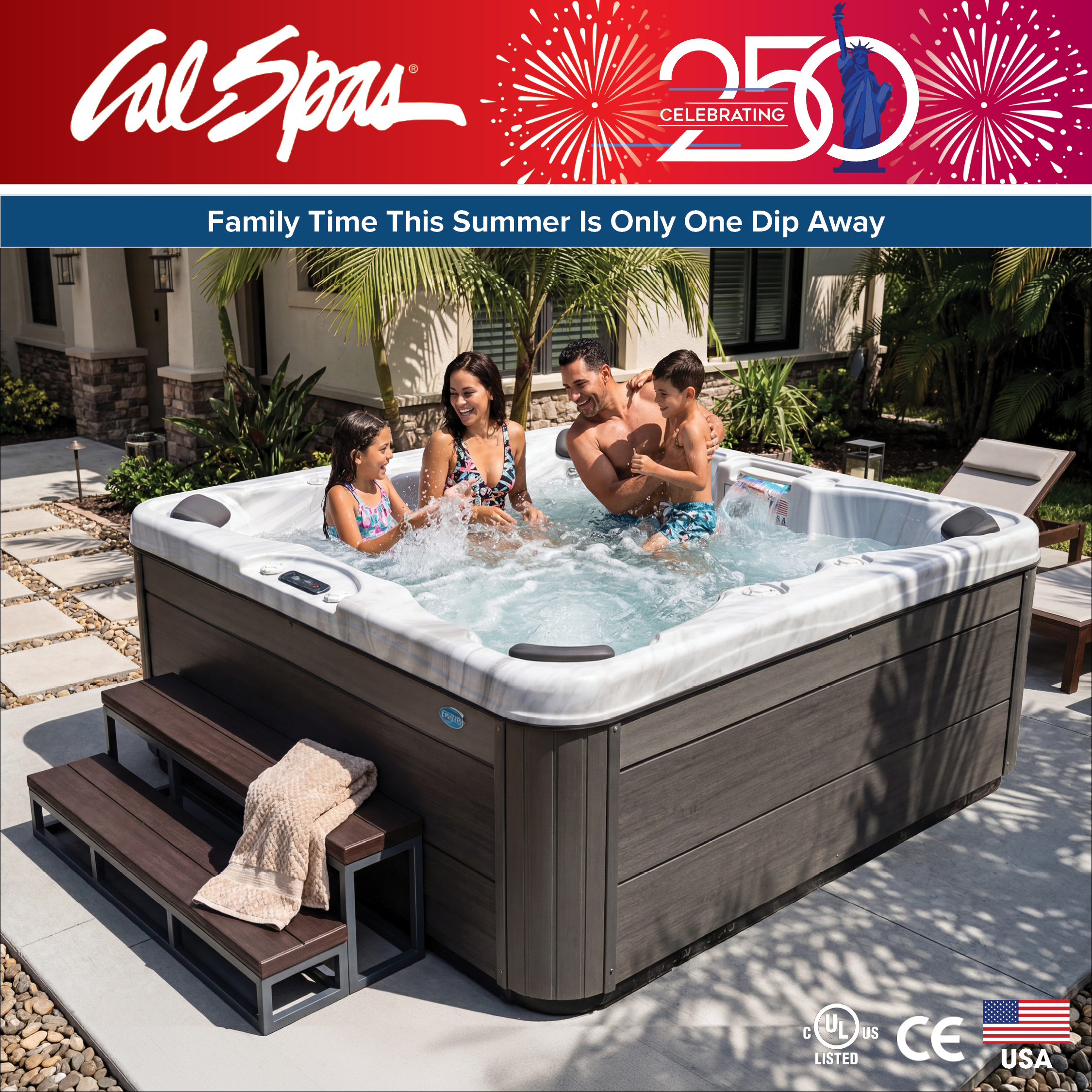 Calspas hot tub being used in a family setting - Roanoke